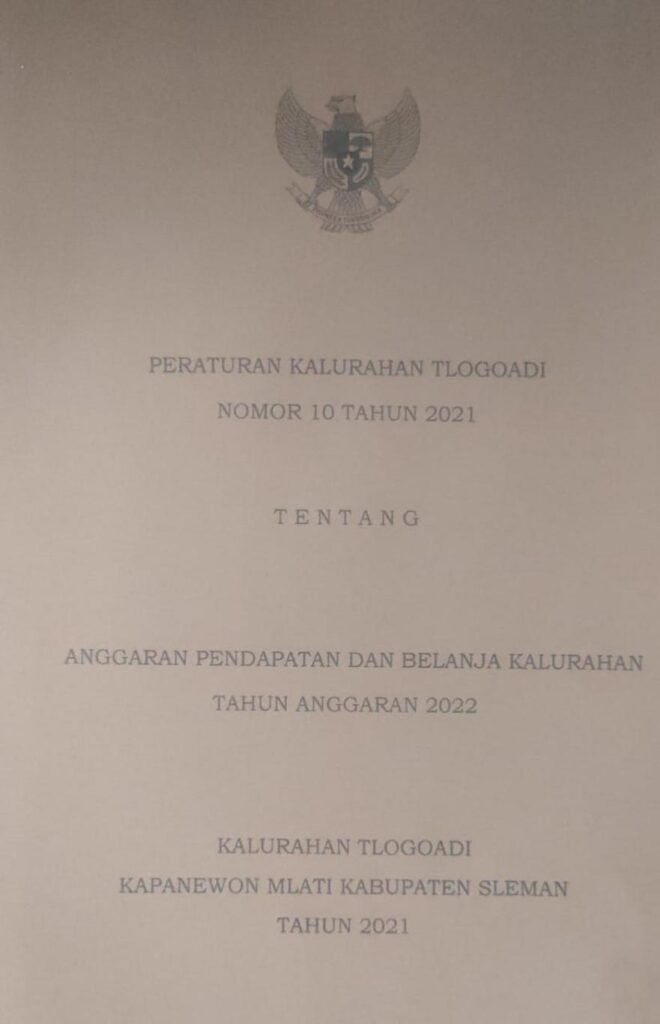 Peraturan Kalurahan Tlogoadi Nomor 10 Tahun 2021