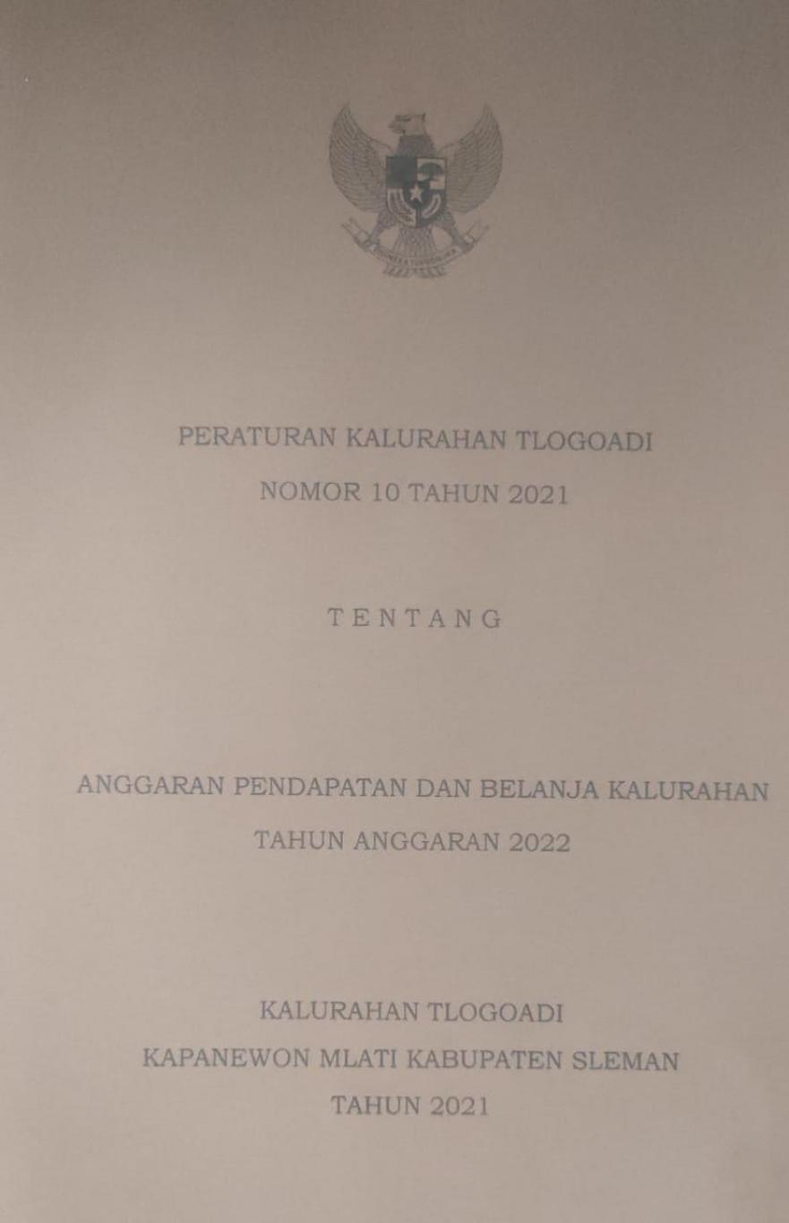 Peraturan Kalurahan Tlogoadi Nomor 10 Tahun 2021