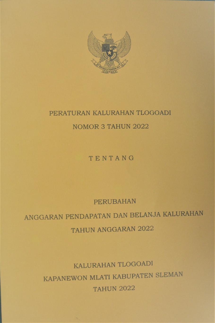 Perubahan APBKal Tahun Anggaran 2022
