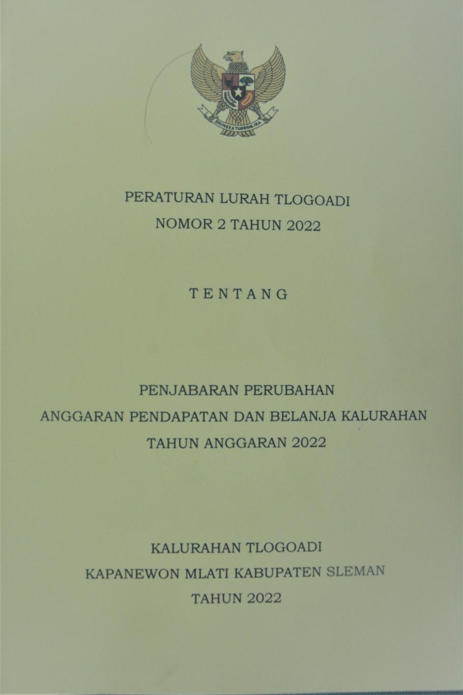Penjabaran Perubahan APBKal Tahun Anggaran 2022