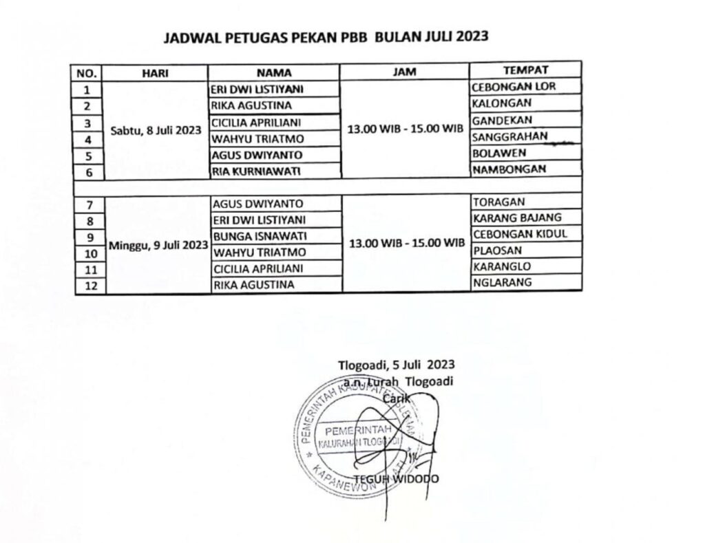 Jadwal Pekan PBB Bulan Juli 2023