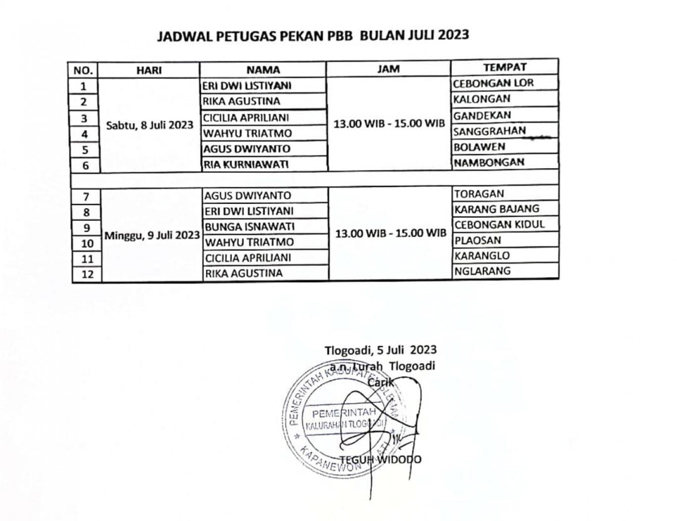 Jadwal Pekan PBB Bulan Juli 2023