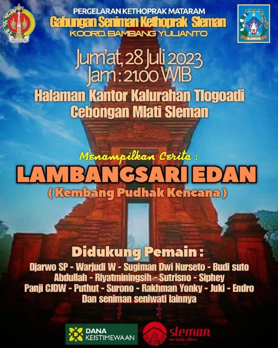 Pagelaran Kethoprak Mataram HUT Kalurahan Tlogoadi