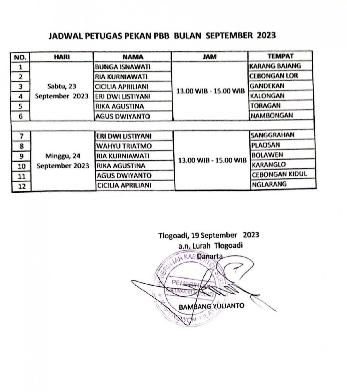 PEKAN PBB SEPTEMBER 2023